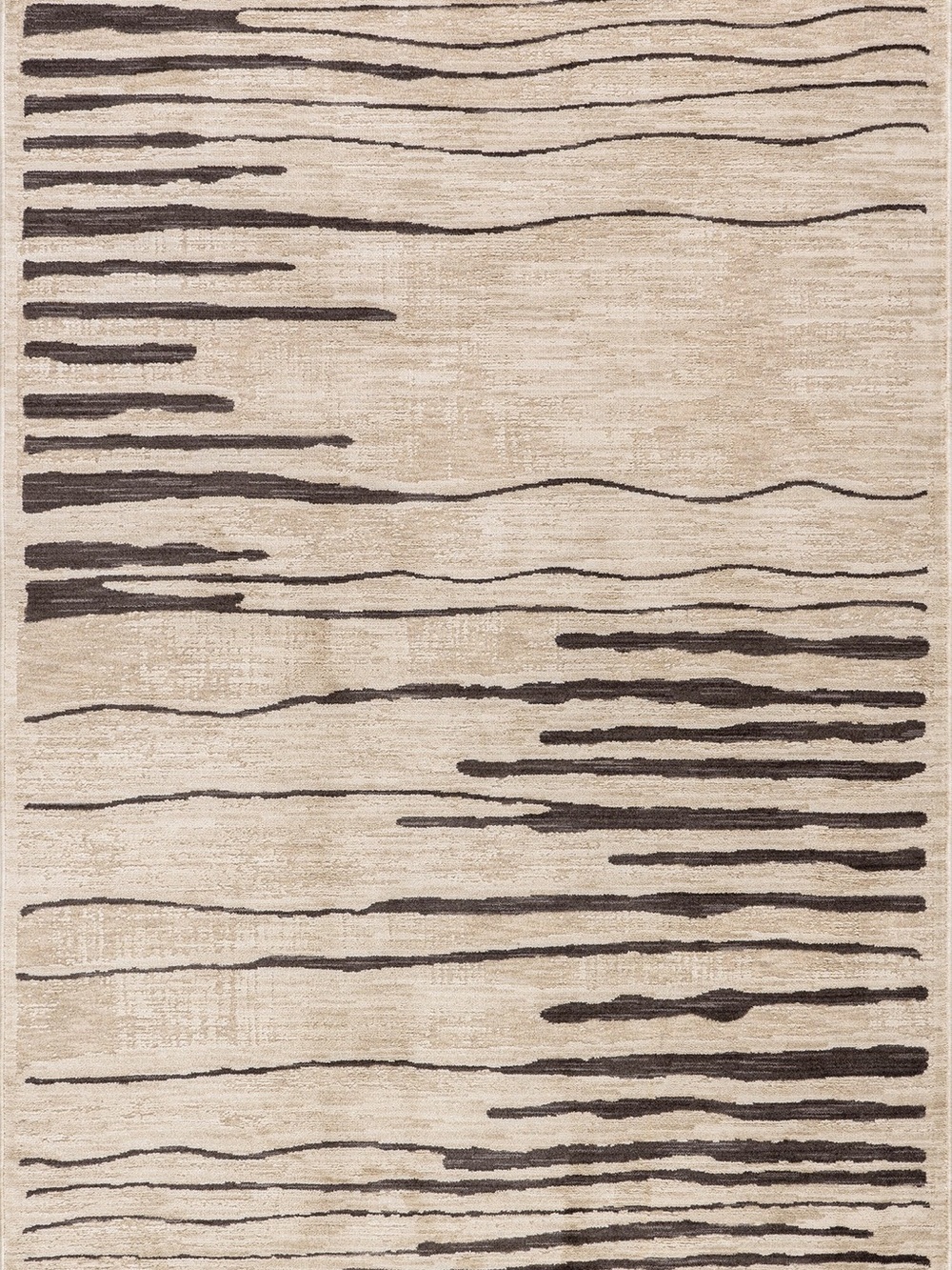 Neutral Beige Area Rug with Dark Brown Linear Accents - Modern Home Design